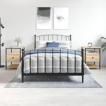 Mesitas de noche 2 unidades madera ingeniería 40x42x56 cm Negro, Roble Sonoma, Roble ahumado Mesita habitación dormitorio para Salón, Estudio, Mesa Auxiliar