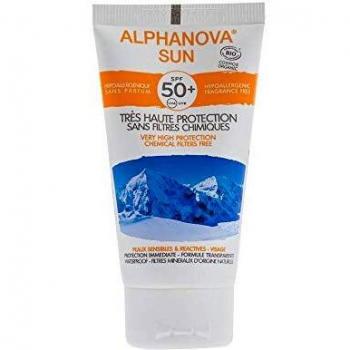 Alphanova Sun Organic Hypoallergenic Waterproof Sunscreen Cream SPF 50, 50g