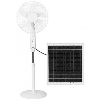 Ventilador de Pie Solar Clima Blanco 30W DC con Mando, 3 Velocidades y 5 Aspas