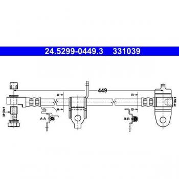 Tubo de freno ATE 24.5299-0449.3, Izquierda