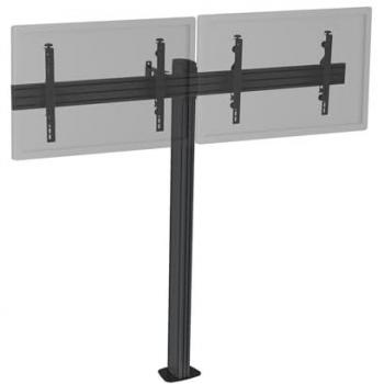 Soporte de suelo atornillable para 2 televisores de 50-55, altura 175 cm, color negro