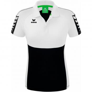 Erima Polo de Manga Corta Six Wings para Mujer, Color Negro/Blanco, Talla 36
