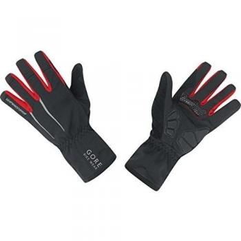 GORE BIKE WEAR Power Windstopper Soft Shell - Guantes de ciclismo para hombre, color negro/rojo, talla 6