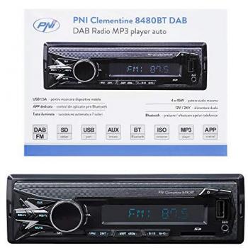 PNI Clementine 8480BT - Autoradio MP3 con Bluetooth, 4x45W, 12/24V, 1 DIN, SD, USB, AUX, RCA y USB 1.5A para cargar el teléfono