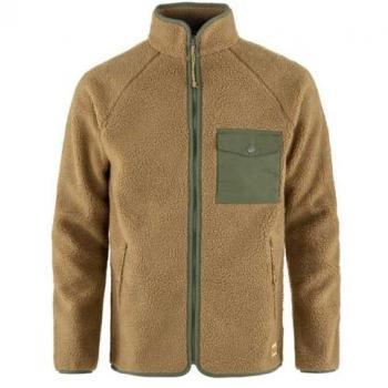 Fjällräven Vardag Pile Fleece Jacket - Brown and Laurel Green for Men