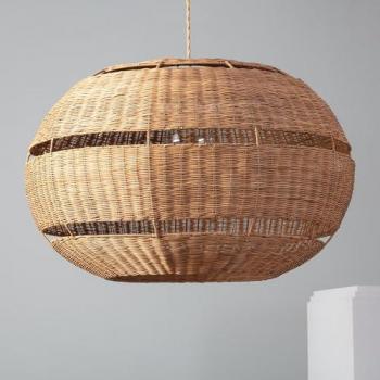 Lámpara Colgante de Ratán Oblate Bulang Ø800 mm Iluzzia para Decoración de Salón, Habitación y Dormitorio