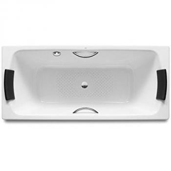 Roca A221250001 - Bañera de acero rectangular con fondo antideslizante y asas