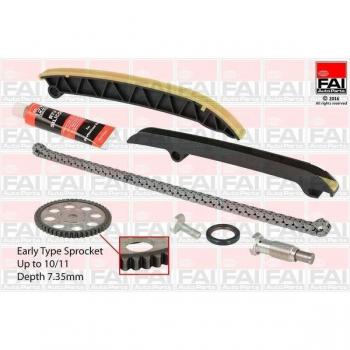 Kit de cadena de distribución FAI AutoParts TCK208 - incluye cadena de distribución, tensores, guías y es compatible con múltiples modelos de vehículos