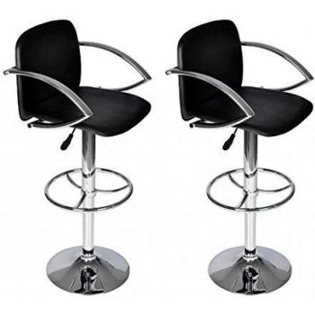 vidaXL Set de dos taburetes de bar negro con respaldo Taburete de comedor Giratorio