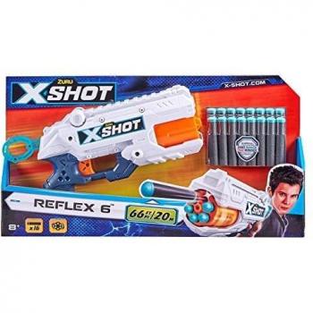 X-Shot Reflex 6 Blaster con Barril Rotatorio de 6 Dardos y Paquete de 16 Dardos