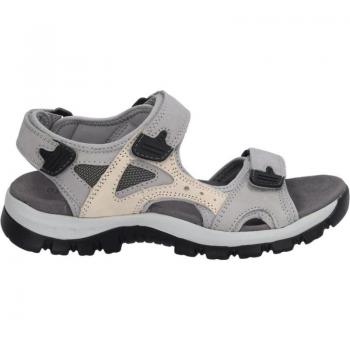 Cómoda Sandalia mujer Westland by Josef Seibel Avora-02 en nubuck gris, con tres tiras ajustables con velcro, plantilla anatómica y acolchada, ligero piso amortiguador, altura de tacón bajo