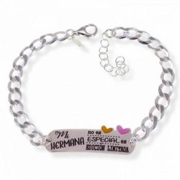 Pulsera Inmaculada Romero Plata Ley 925m Mujer 18 Cm Corazones Esmaltados Edición Limitada