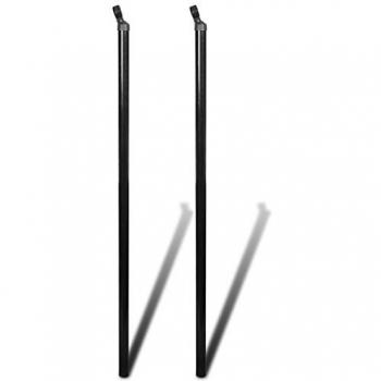 vidaXL 2x Postes Puntal de Valla Metálica 115cm Gris Estaca Cerca Reja Cercado