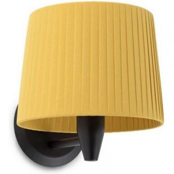 Lámpara de pared Samba con pantalla negra, cuerpo de acero y tela, 22 cm, E27