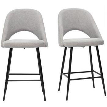 Set de 2 taburetes de cocina efecto aterciopelado texturizado gris 65 cm Cosette