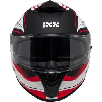iXS Casco Integral 422 FG 2.2 Blanco Mate-Rojo con diseño aerodinámico, visera desmontable, sistema de ventilación optimizado, interior acolchado y lavable, homologación de seguridad ECE 22