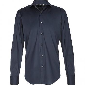 Camisa de Negocios Slim Fit BOSS P-HANK Azul Marino con Stretch, Talla 42