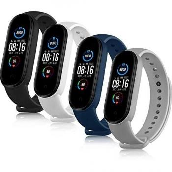 DEOU 4 Pack Correas Compatible con Xiaomi Mi Band 5 Xiaomi Mi Band 6 Amazfit Band 5,Pulseras de Repuesto Coloridos Suave Silicona Correa para Mi Band 5 & Mi Band 6 & Amazfit Band 5
