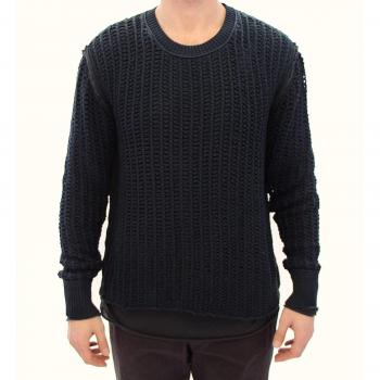 Dolce & Gabbana Blue Runway Netz Pullover Netted Sweater - IT48 | M, Round-neck Knitwear, male, Blue, Size: M