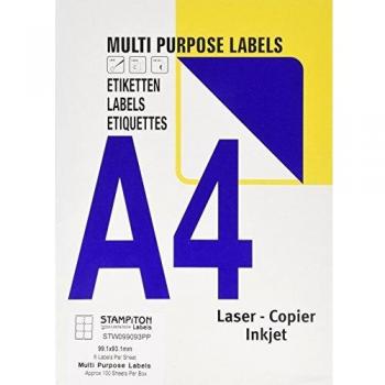 Stampiton 99.1 x 93.1mm Multi Purpose Laser Labels 6 Labels per Sheet Pack of 100