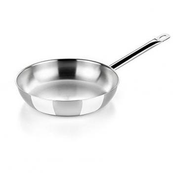 Braisogona - Sartén profesional de acero inoxidable, acero inoxidable, Plateado, 24 cm