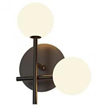 Aplique de Pared Mantra Cellar 2xG4 Negro, 2 luces, hierro, negro, cristal blanco, led reemplazables de 5 w, 3000 k