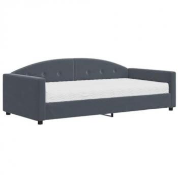 Sofá Cama con Colchón de Terciopelo Gris Oscuro 100x200 cm