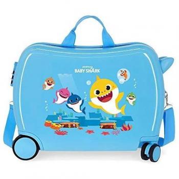 Baby Shark My Good Friend Maleta Infantil Azul 50x38x20 cms Rígida ABS Cierre combinación 34L 2,1Kgs 4 Ruedas Equipaje de Mano