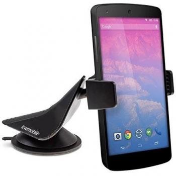 kwmobile soporte para el parabrisas del automóvil para LG Google Nexus 5 - soporte automóvil con ventosa en negro