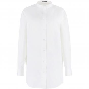 Jil Sander Women's Loose-Fitting White Cotton Poplin Shirt Size M