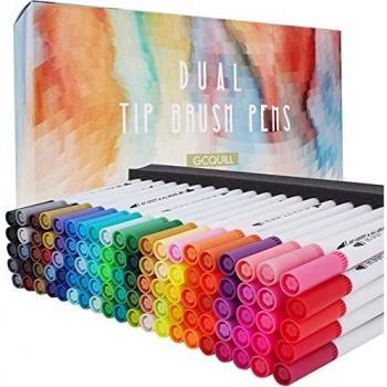 100 colores de doble punta de arte rotuladores de punta fina y marcadores de pincel de colores para niños y adultos, libros de colorear de dibujo, planificador de calendario, proyectos de arte GC-100W