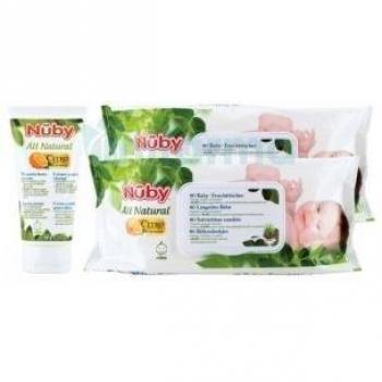 Nuby CGPACK2 - Set de 2 paquetes de 80 toallitas + crema pañal de 60 g