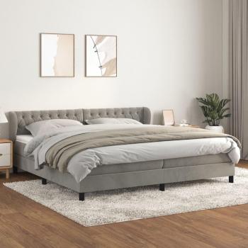 Cama box spring con colchón de terciopelo gris claro 200x200 cm
