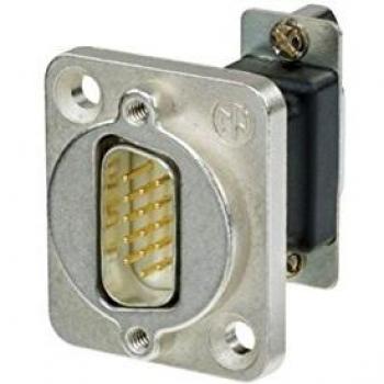 Adaptador D-SUB 15 polos macho a hembra Neutrik, niquelado