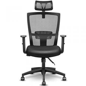 Silla Ergonómica de Oficina,Silla de oficina,Sillas Escritorio Ergonómicas Con Reposacabezas y Apoyabrazos ajustables, cómodo y fiable, Carga máx. 125kg/265lb