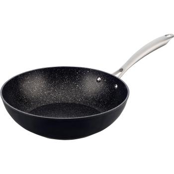 San Ignacio Wok 28X8.0 CM Aluminio Forjado Apta para INDUCCIÓN, Negro, 28 cm. diámetro