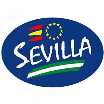 Artimagen Pegatina Oval Azul Sevilla 80x60 mm.