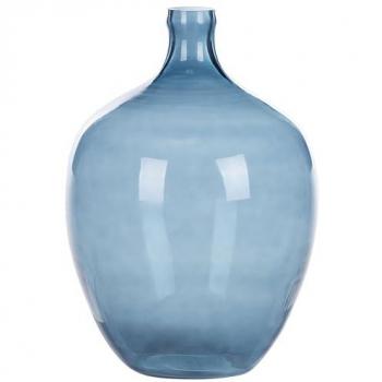 Jarrón de vidrio azul hecho a mano Roti 39 cm accesorio decorativo moderno para mesa interior