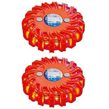 ProPlus 2X Discos de Advertencia con 16 Leds Naranja Seguridad Peligros Señales de Carretera y Tráfico Avisos Economía Industria Ferretería Obras