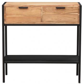 Consola ARTHUS en acacia y metal negro con 2 cajones