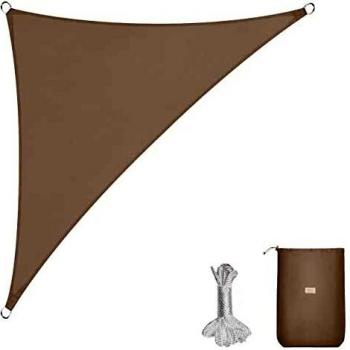 Sekey Toldo Vela de Sombra Impermeable 2.5x2.5x3.5m Triangular Protección Rayos UV, Resistente al Desgarro, para Terraza Balcon Patio Exteriores Jardín, con Ojales y Cuerdas de Fijación, Gris Pardo