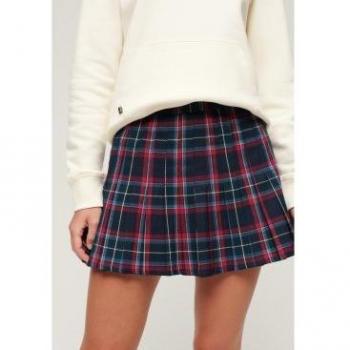 Superdry Women's Mid Rise Check Mini Skirt Blue Red