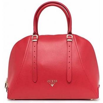 Guess - Bolso de mano para mujer, doble mango, color liso, cierre de cremallera, con logotipo, tamaño: 34 x 25 x 14 cm Rojo Size: 34 x 25 x 14