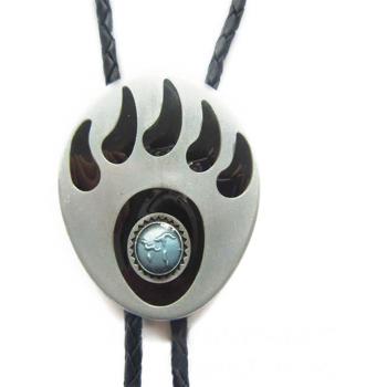 Scheppend hombres bolo tie Southwest Totem patrón de cruz Western corbata azul blanco