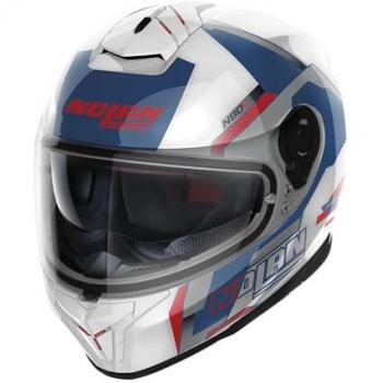 Nolan N80-8 Wanted N-Com Casco Integral Blanco-Azul-Rojo XL