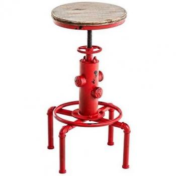 Taburete de Bar Industrial Regulable en Metal Rojo Lumos