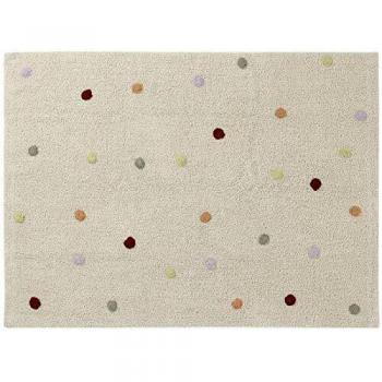 Happy Decor Kids- Alfombra Lavable Multi Dots Beige Hecha a Mano, Elaborada en Algodón 100% Natural - Color Beige Combinado con Puntos Multicolor - Medidas 160 x 120 cm.