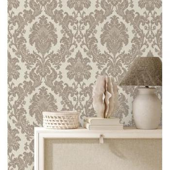 Papel Pintado Vinílico Lavable Damasco Clásico con Efecto Entelado y Textura en Relieve - Milano Legacy 682836 - Rollo de 10 m x 0,53 m