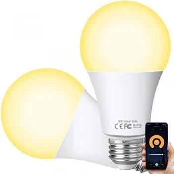 Bombilla Inteligente E27 Bombilla WiFi Inteligente 10W Equivalente a 90W 900LM Compatible con Amazon Alexa y Google Assistant Luz Cálida Regulable 2700K No Requiere Concentrador