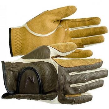 HORZE Guantes de Equitación de Cuero Sintético Elisabeth, Marrón, XXS/XS